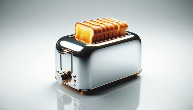 Photo silver toaster with toasted bread slices