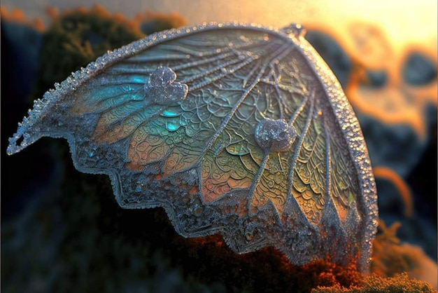 A silver umbrella with a leaf that has the word " on it "