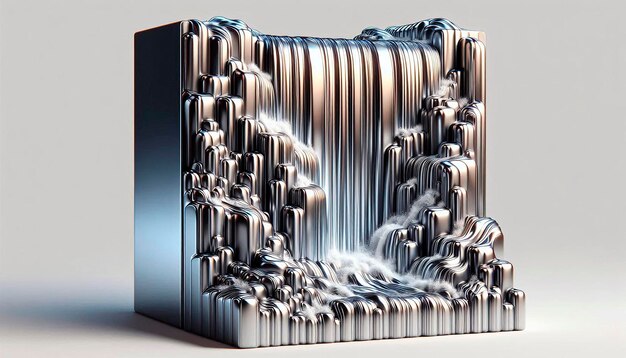 Photo a silver water fountain that is made of metal