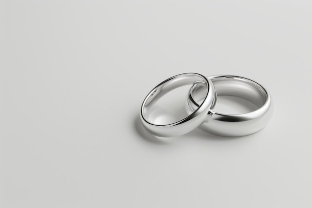 Silver wedding rings on white background Bride and Groom Rings