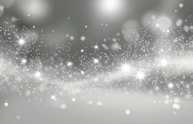 Photo silver and white abstract festive background with sparkling stars and glittering surface