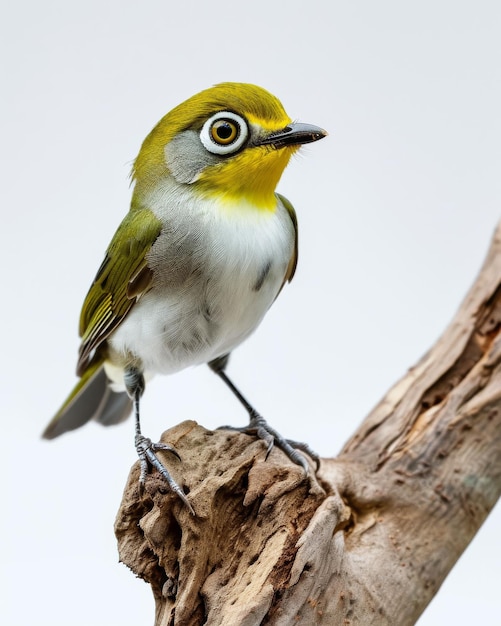 the Silvereye Zosterops lateralis standing on small root