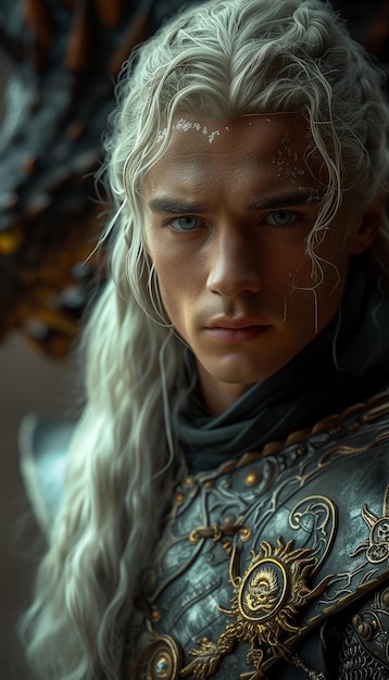 Silverhaired Guardian Majestic Fantasy Warrior