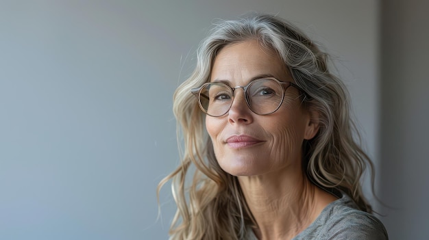 A SilverHaired Woman Smiles Softly on the transparent background