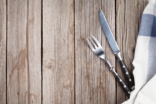 Silverware on wooden table