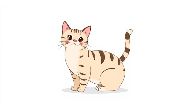 simple 2 dimensional cartoon cute cat illustration isolated background generated ai