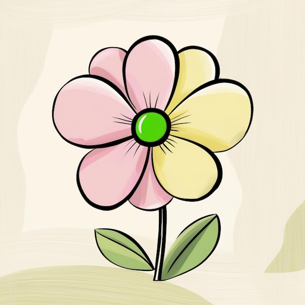 Photo a simple 2d flat design cartoon flower 8k