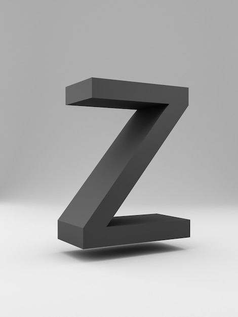 Simple 3d letter. bold. Black on gray background.