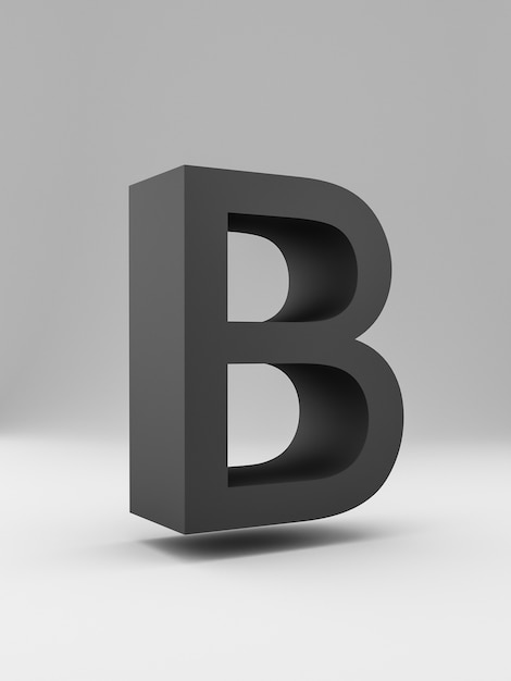 Simple 3d letter. bold. Black on gray background.