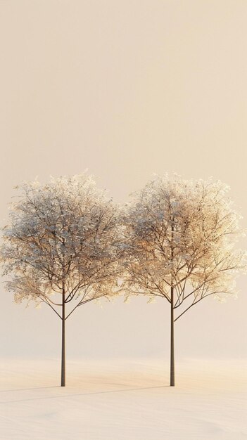 Simple 3D rendering of trees in soft pastel hues