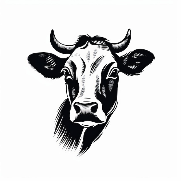 Simple Abstract Cow Illustration Minimalist Black And White Tattoo