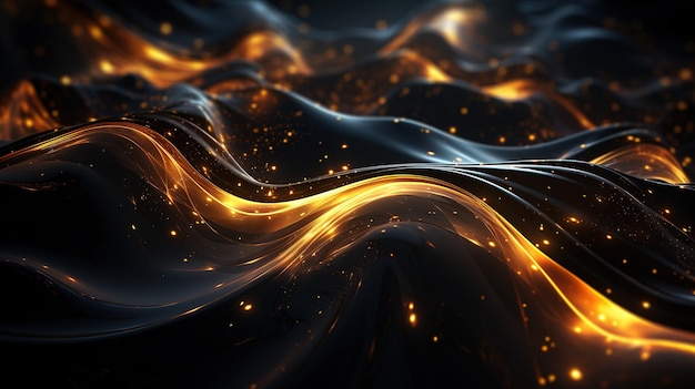 A simple abstract wallpaper pattern with black and gold lighting Generative AI