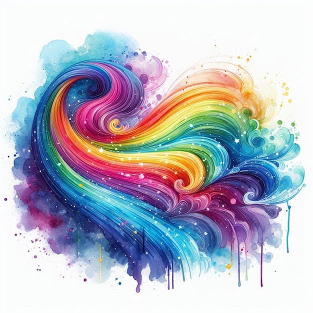 simple abstract watercolor rainbow splash