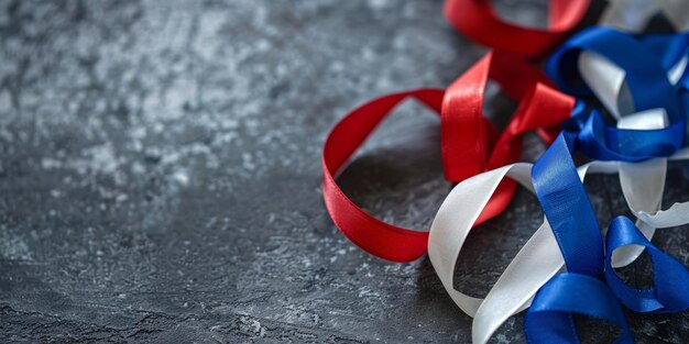 Photo simple arrangement of red white and blue ribbons for patriot day