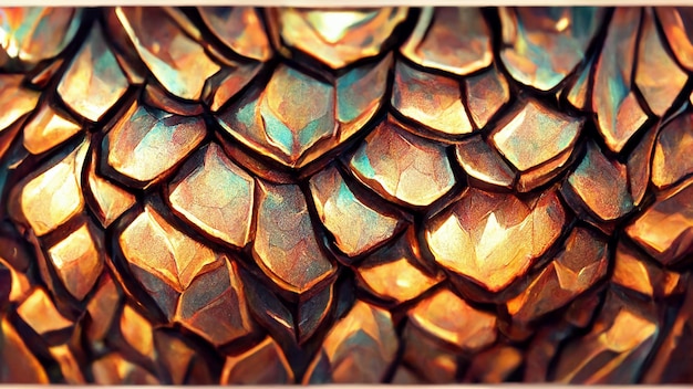 Simple background made of dragon scale armor 3D illustration