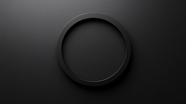 Photo a simple black circle on a black background with a subtle gradient creating a circular frame