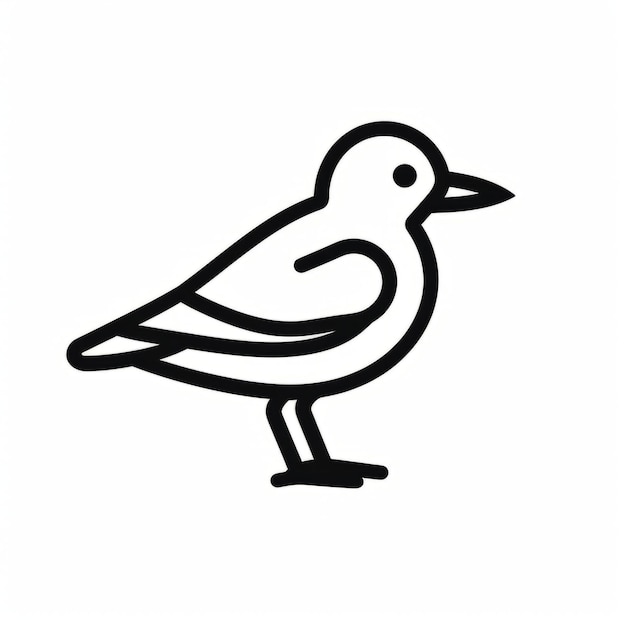 Simple Black Line Icon Design For Seagull