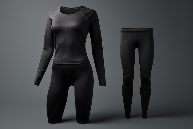 Simple Black Sports Top and Leggings Mockup for Active Brands