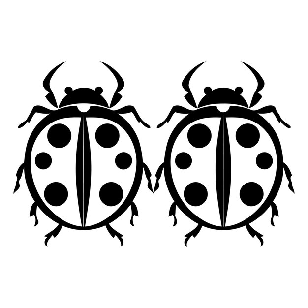 Photo simple black and white silhouette of two ladybugs perfect for tattoo designs illustrations or any project needing a touch of nature