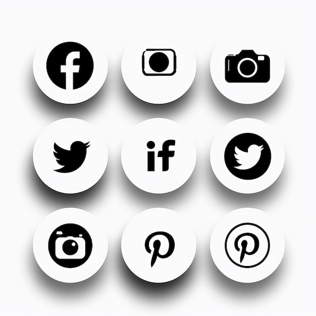 Photo simple black and white social media icons