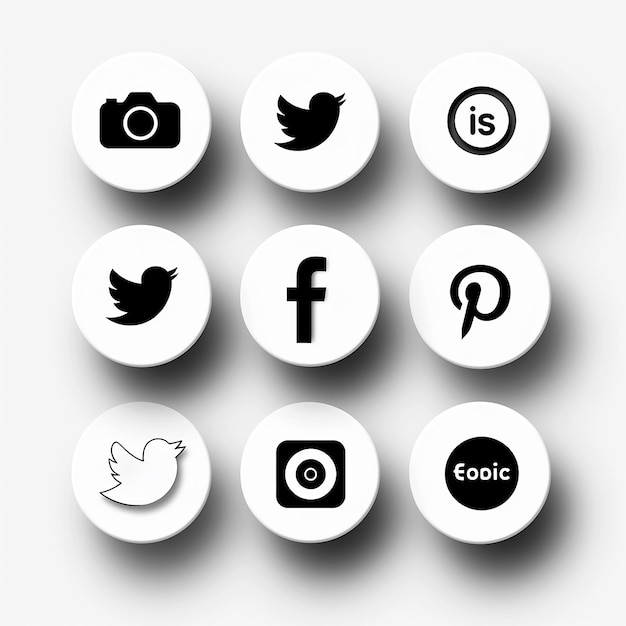 Photo simple black and white social media icons