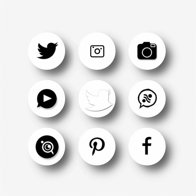 Photo simple black and white social media icons