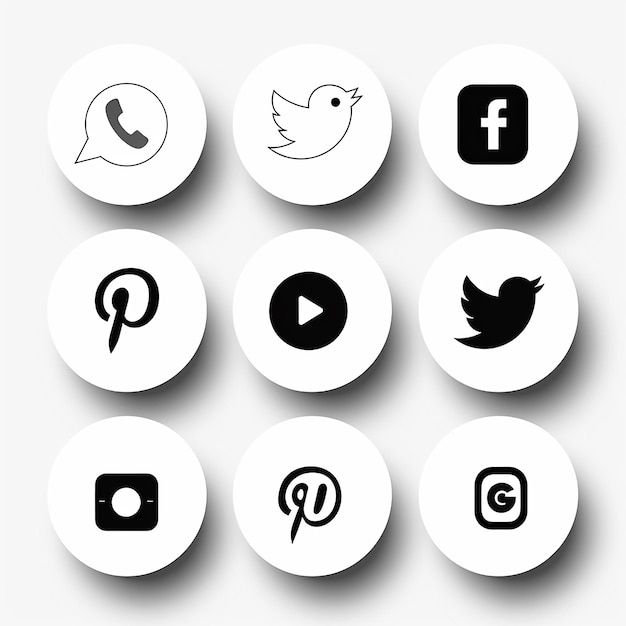 Photo simple black and white social media icons