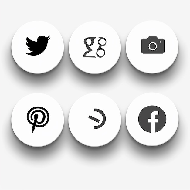 Photo simple black and white social media icons