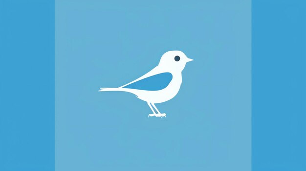 Simple blue bird icon on a blue background