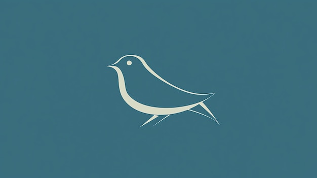 Photo simple blue bird silhouette on a teal background