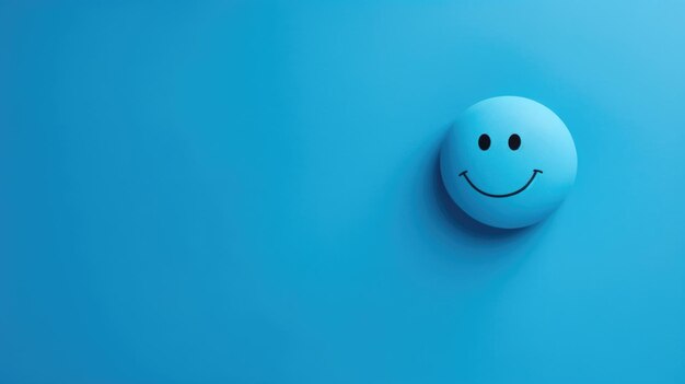 Photo simple blue smiley face on a blue background