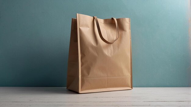 Simple Brown Paper Shopping Bag on Table