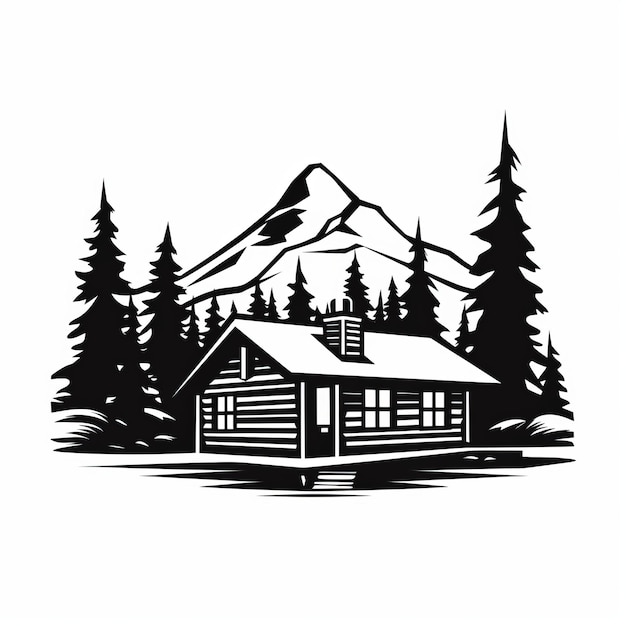 Photo simple cabin in the mountains vector illustration