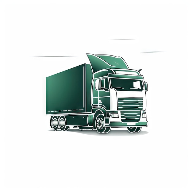 Simple Cartoon Trucking on White Background