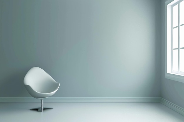 Simple chair with metallic high legs in a room with gray walls