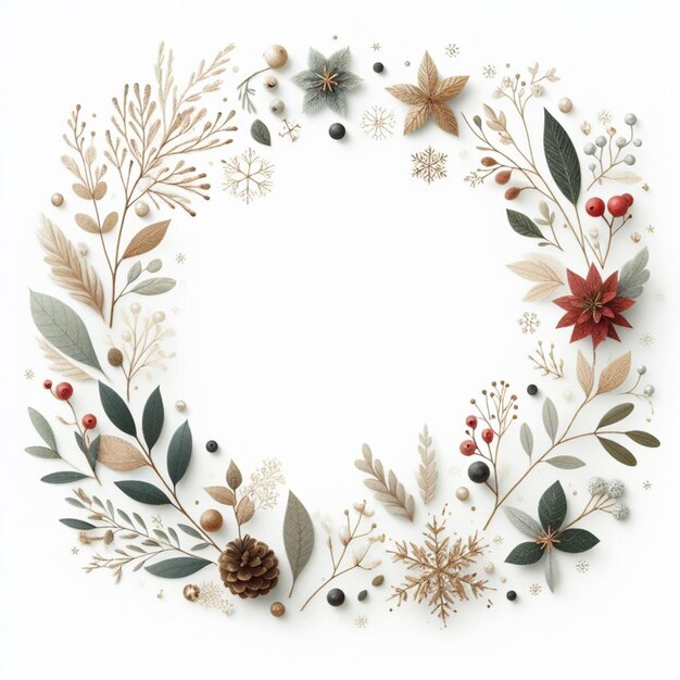 simple christmas frame with leaves ai image