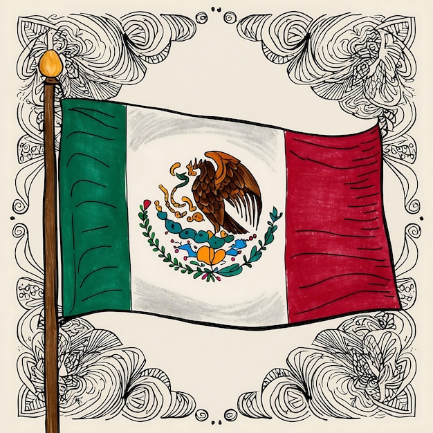 Photo simple and clean mexican flag drawing for professional use