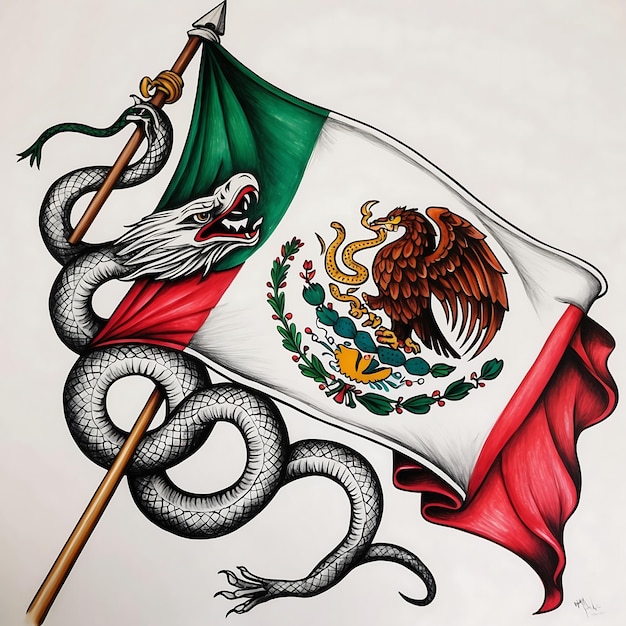 Photo simple and clean mexican flag drawing for professional use