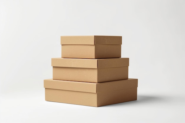 Simple and clean stacked brown cardboard boxes ready for branding mockups