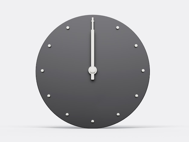 Simple clock gray 12 o39clock o clock Modern Minimal Clock 3D illustration