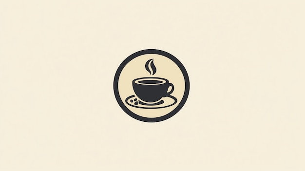 Photo simple coffee cup logo with steam in a circle