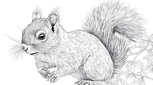 Photo simple coloring page of squirrel