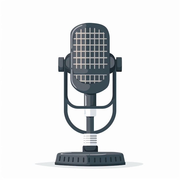 Simple design illustration of a podcast microphone with white background