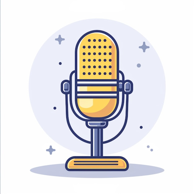 Simple design illustration of a podcast microphone with white background