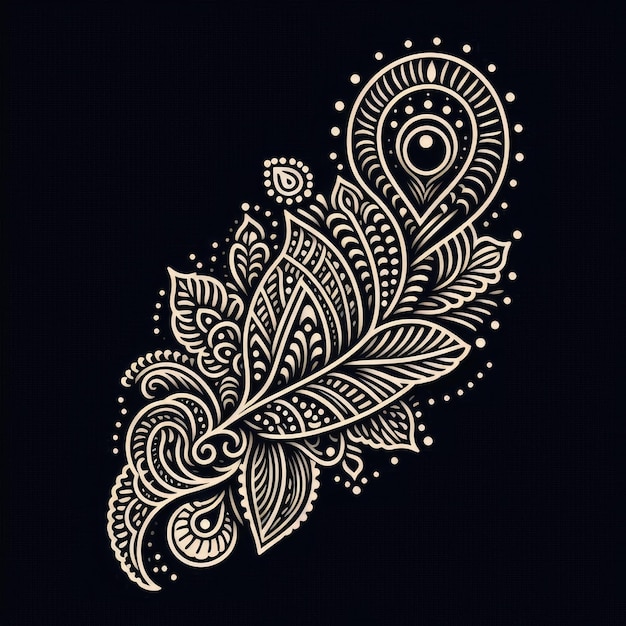 simple detailed gradient line art mehndi design