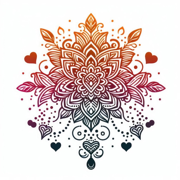 Photo simple detailed gradient line art mehndi design