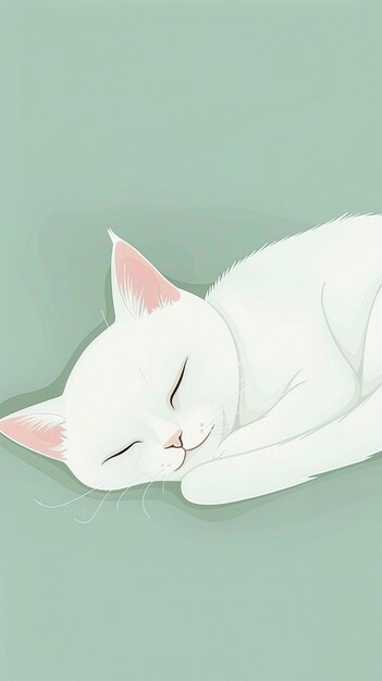 Simple Digital Artwork of a Sleeping Cat with Pastel Background