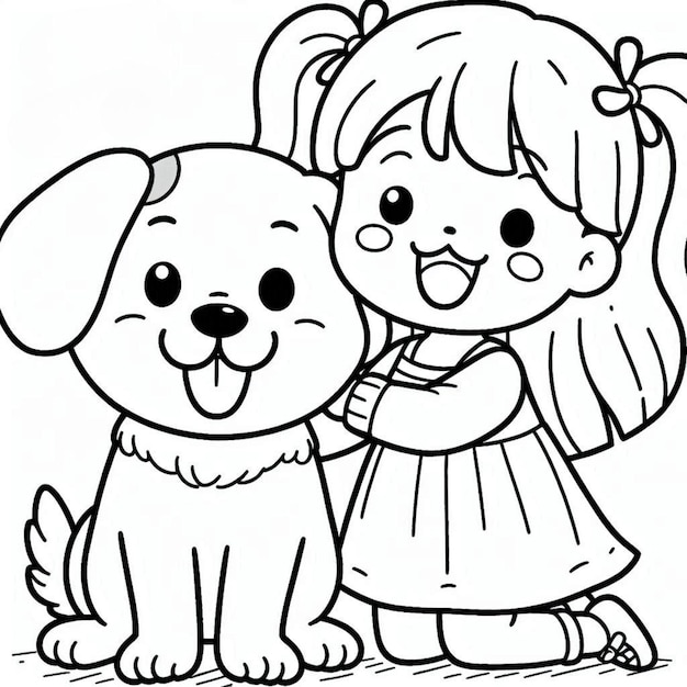 Simple dog coloring page for children ai generated