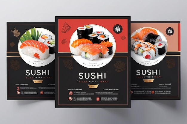 Photo simple elegant best sushi take away flyer template