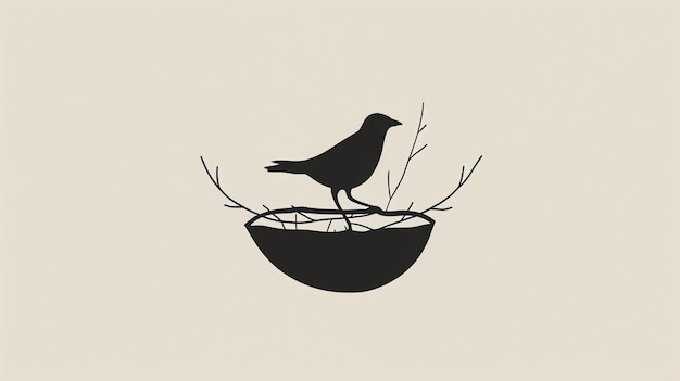 A simple and elegant black bird logo